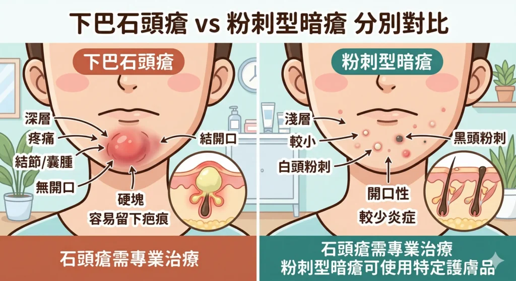 下巴石頭瘡 vs 粉刺型暗瘡分別對比 | Chill Relax HK 觀塘美容