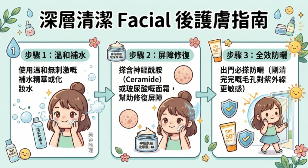 深層清潔 facial 後護膚品使用步驟 觀塘 Chill Relax HK 真空吸塵機