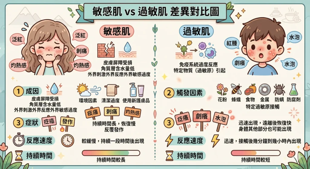 敏感肌 vs 皮膚過敏分別對比 — 皮膚屏障示意圖 | Chill Relax HK 觀塘美容