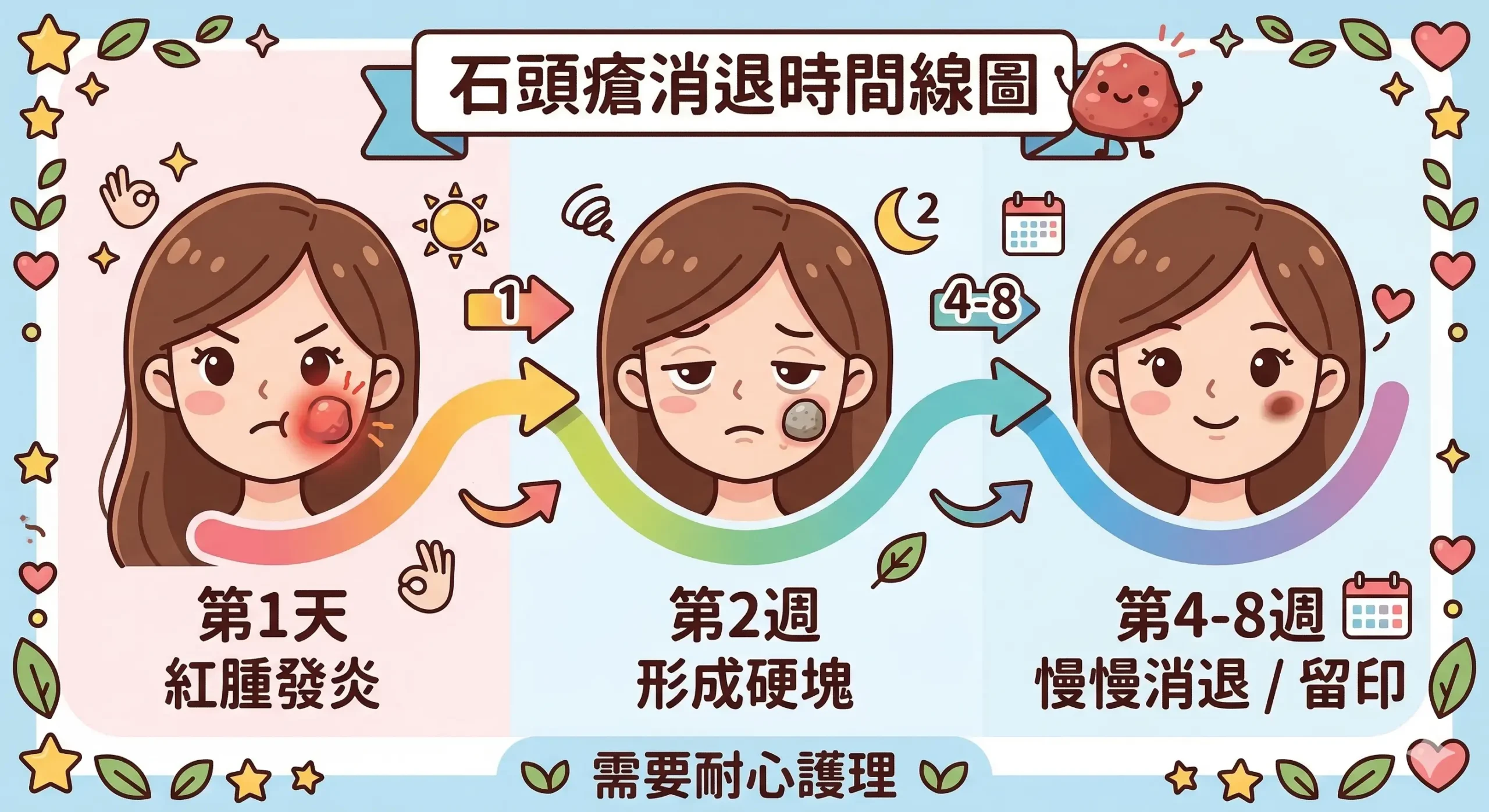 石頭瘡自己好時間線 — 由紅腫到硬塊到留印嘅過程 | Chill Relax HK 觀塘美容