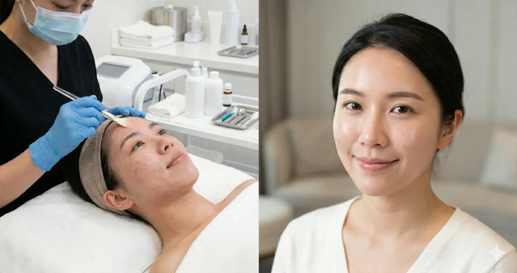 果酸煥膚效果 暗瘡印 毛孔粗大 改善 觀塘美容 — Chill Relax HK