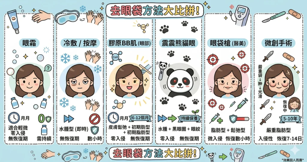 去眼袋方法比較 膠原槍 射頻 手術 眼霜 — Chill Relax HK 觀塘美容