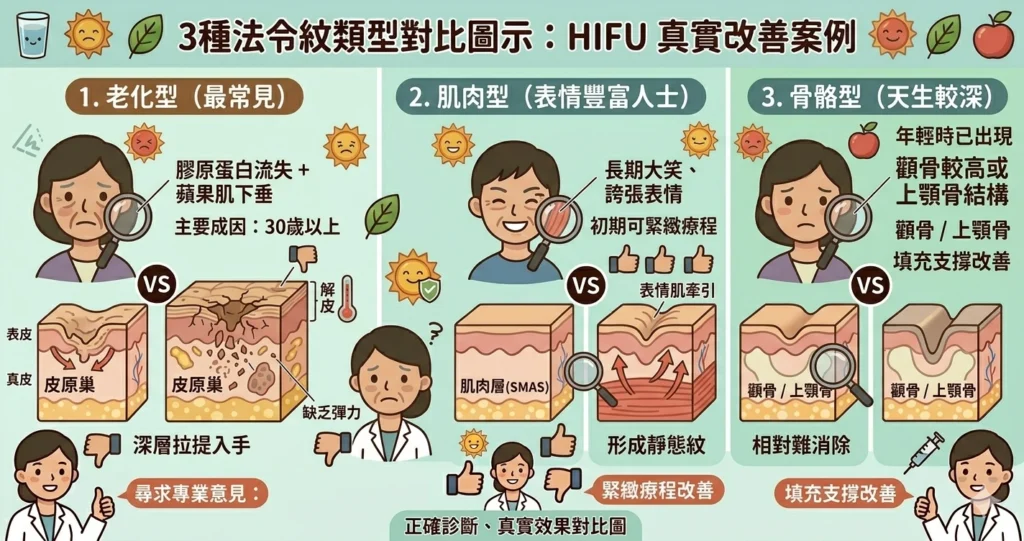 法令紋類型對比 老化型 肌肉型 骨骼型 — Chill Relax HK 觀塘美容院」