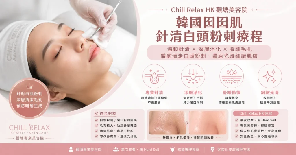 Chill Relax HK 觀塘美容院 韓國囡囡肌針清白頭粉刺療程